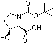 structure of CAS# 118492-87-8, (2R-cis)-3-羟基-1,2-吡咯烷二羧酸 1-叔丁酯