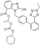 structure of CAS# 1185256-03-4, 2-Desethoxy-2-hydroxy-2H-2-ethyl Candesartan Cilexetil