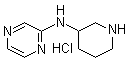 structure of CAS# 1185307-47-4, N-3-哌啶基-2-氨基吡嗪盐酸盐