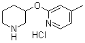 structure of CAS# 1185310-94-4, 4-甲基-2-(3-哌啶基氧基)吡啶盐酸盐
