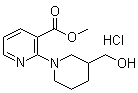structure of CAS# 1185312-53-1, 2-[3-(羟基甲基)-1-哌啶基]-3-吡啶羧酸甲酯盐酸盐