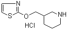 CAS # 1185315-11-0, 3-[(2-Thiazolyloxy)methyl]piperidine hydrochloride