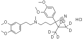 CAS # 1188265-55-5, alpha-[3-[[2-(3,4-Dimethoxyphenyl)ethyl]methylamino]propyl]-3,4-dimethoxy-alpha-[1-(methyl-d<sub>3</sub>)ethyl-1,2,2,2-d<sub>4</sub>]-benzeneacetonitrile hydrochloride (1:1)