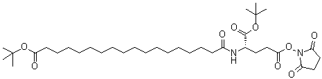 CAS # 1188328-22-4, N-[18-(1,1-Dimethylethoxy)-1,18-dioxooctadecyl]-L-glutamic acid 1-(1,1-dimethylethyl) 5-(2,5-dioxo-1-pyrrolidinyl) ester, 1-O-tert-butyl 5-O-(2,5-dioxopyrrolidin-1-yl) (2S)-2-[[18-[(2-methylpropan-2-yl)oxy]-18-oxooctadecanoyl]amino]pentanedioate