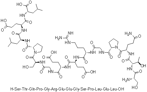 CAS # 1188512-82-4, L-Seryl-L-threonyl-L-glutaminyl-L-prolylglycyl-L-arginyl-L-alpha-glutamyl-L-alpha-glutamylglycyl-L-seryl-L-prolyl-L-leucyl-L-alpha-glutamyl-L-leucine