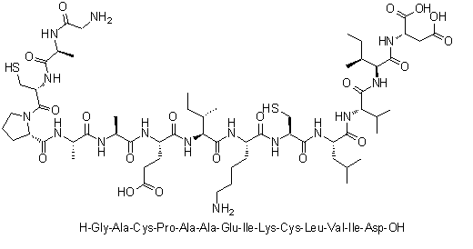 CAS # 1188513-09-8, Glycyl-L-alanyl-L-cysteinyl-L-prolyl-L-alanyl-L-alanyl-L-alpha-glutamyl-L-isoleucyl-L-lysyl-L-cysteinyl-L-leucyl-L-valyl-L-isoleucyl-L-aspartic acid