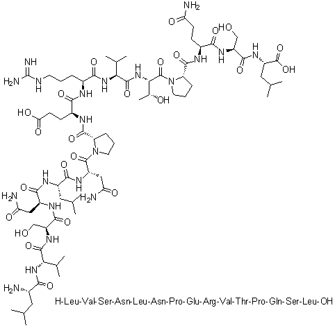 CAS # 1188513-35-0, L-Leucyl-L-valyl-L-seryl-L-asparaginyl-L-leucyl-L-asparaginyl-L-prolyl-L-alpha-glutamyl-L-arginyl-L-valyl-L-threonyl-L-prolyl-L-glutaminyl-L-seryl-L-leucine
