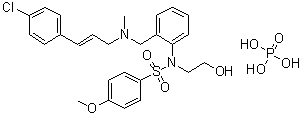 structure of CAS# 1188890-41-6, N-[2-[[[(2E)-3-(4-Chlorophenyl)-2-propen-1-yl]methylamino]methyl]phenyl]-N-(2-hydroxyethyl)-4-methoxybenzenesulfonamide phosphate (1:1)