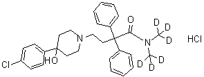 CAS 登录号：1189469-46-2, 4-[4-(4-氯苯基)-4-羟基哌啶-1-基]-2,2-二苯基-N,N-二(三氘甲基)丁酰胺盐酸盐