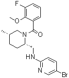 structure of CAS# 1191044-58-2, [(2S,5S)-2-[[(5-Bromo-2-pyridinyl)amino]methyl]-5-methyl-1-piperidinyl](3-fluoro-2-methoxyphenyl)methanone
