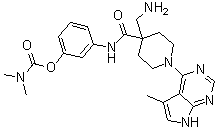 CAS # 1192189-69-7, N,N-Dimethylcarbamic acid 3-[[[4-(aminomethyl)-1-(5-methyl-7H-pyrrolo[2,3-d]pyrimidin-4-yl)-4-piperidinyl]carbonyl]amino]phenyl ester