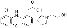 CAS # 119623-66-4, Diclofenac epolamine, DIEP, 2-((2,6-Dichlorophenyl)amino)benzeneacetic acid 1-pyrrolidineethanol