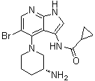 structure of CAS# 1196541-47-5, N-[4-[(3R)-3-Amino-1-piperidinyl]-5-bromo-1H-pyrrolo[2,3-b]pyridin-3-yl]cyclopropanecarboxamide