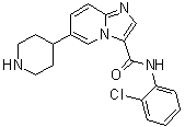 structure of CAS# 1198408-39-7, N-(2-氯苯基)-6-(4-哌啶基)-咪唑并[1,2-a]吡啶-3-甲酰胺