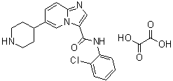 structure of CAS# 1198408-78-4, N-(2-氯苯基)-6-(4-哌啶基)-咪唑并[1,2-a]吡啶-3-甲酰胺草酸盐