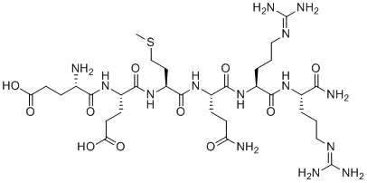 CAS # 1205679-02-2, Hexapeptide-3, (4S)-4-amino-5-[[(2S)-1-[[(2S)-1-[[(2S)-5-amino-1-[[(2S)-1-[[(2S)-1-amino-5-(diaminomethylideneamino)-1-oxopentan-2-yl]amino]-5-(diaminomethylideneamino)-1-oxopentan-2-yl]amino]-1,5-dioxopentan-2-yl]amino]-4-methylsulfanyl-1-oxobutan-2-yl]amino]-4-carboxy-1-oxobutan-2-yl]amino]-5-oxopentanoic acid