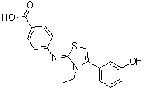 CAS 登录号：1206102-61-5, 4-[(Z)-[3-乙基-4-(3-羟基苯基)-2(3H)-噻唑基亚基]氨基]苯甲酸