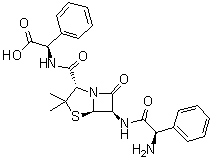 CAS # 1207726-28-0, (alphaR)-alpha-[[[(2S,5R,6R)-6-[[(2R)-2-Amino-2-phenylacetyl]amino]-3,3-dimethyl-7-oxo-4-thia-1-azabicyclo[3.2.0]hept-2-yl]carbonyl]amino]benzeneacetic acid
