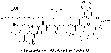 CAS # 1214991-78-2, L-Threonyl-L-leucyl-L-asparaginyl-L-alpha-aspartyl-L-alpha-glutamyl-L-cysteinyl-L-tryptophyl-L-prolyl-L-alanine