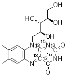 structure of CAS# 1217461-14-7, Riboflavin-2,4,4a,10a-<sup>13</sup>C<sub>4</sub>-1,3-<sup>15</sup>N<sub>2</sub>