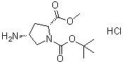structure of CAS# 1217474-04-8, (2R,4R)-1-tert-Butyl 2-methyl 4-aminopyrrolidine-1,2-dicarboxylate hydrochloride