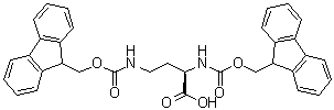 structure of CAS# 1217645-10-7, (2R)-2,4-Bis[[(9H-fluoren-9-ylmethoxy)carbonyl]amino]butanoic acid
