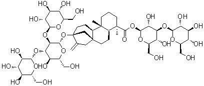 CAS # 1220616-34-1, Rebaudioside I, (4alpha)-13-[(O-beta-D-Glucopyranosyl-(1→2)-O-[beta-D-glucopyranosyl-(1→3)]-beta-D-glucopyranosyl)oxy]-kaur-16-en-18-oic acid 3-O-beta-D-glucopyranosyl-beta-D-glucopyranosyl ester
