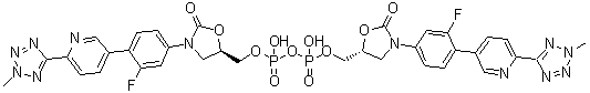 CAS # 1220910-90-6, Diphosphoric acid P,P'-bis[[(5R)-3-[3-fluoro-4-[6-(2-methyl-2H-tetrazol-5-yl)-3-pyridinyl]phenyl]-2-oxo-5-oxazolidinyl]methyl] ester