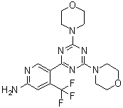 structure of CAS# 1225037-39-7, 5-(4,6-二-4-吗啉基-1,3,5-三嗪-2-基)-4-(三氟甲基)-2-吡啶胺