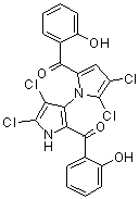 CAS # 1227962-62-0, (±)-Marinopyrrole A, 1,1'-(4,4',5,5'-Tetrachloro[1,3'-bi-1H-pyrrole]-2,2'-diyl)bis[1-(2-hydroxyphenyl)methanone]