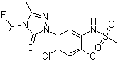 CAS # 122836-35-5, Sulfentrazone, N-(2,4-Dichloro-5-(4-(difluoromethyl)-4,5-dihydro-3-methyl-5-oxo-1H-1,2,4-triazol-1-yl)phenyl)methanesulfonamide
