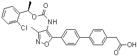 structure of CAS# 1228690-19-4, 4'-[4-[[[(1R)-1-(2-氯苯基)乙氧基]羰基]氨基]-3-甲基-5-异恶唑基]-联苯-4-乙酸