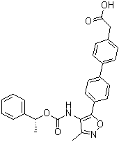 structure of CAS# 1228690-36-5, [4'-[3-甲基-4-[[[((R)-1-苯基乙基)氧基]羰基]氨基]异恶唑-5-基]联苯-4-基]乙酸