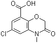 structure of CAS# 123040-79-9, 6-Chloro-3,4-dihydro-4-methyl-3-oxo-2H-1,4-benzoxazine-8-carboxylic acid