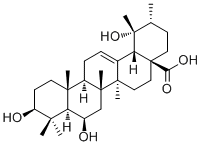 CAS 登录号：123135-05-7, Uncaric acid, (3beta,6beta)-3,6,19-三羟基乌苏-12-烯-28-酸