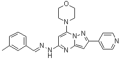structure of CAS# 1232221-74-7, N-(3-甲基苄亚基)-N'-[7-(吗啉-4-基)-2-(吡啶-4-基)吡唑并[1,5-a]嘧啶-5-基]肼