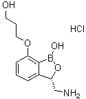 structure of CAS# 1234563-16-6, 3-[[(3S)-3-(Aminomethyl)-1,3-dihydro-1-hydroxy-2,1-benzoxaborol-7-yl]oxy]-1-propanol hydrochloride (1:1)
