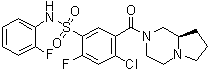 structure of CAS# 1235560-28-7, 4-氯-2-氟-N-(2-氟苯基)-5-[[(8aR)-六氢吡咯并[1,2-a]吡嗪-2(1H)-基]羰基]苯磺酰胺