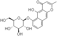 CAS 登录号：123914-49-8, 决明子苷, 6-(beta-D-吡喃葡糖氧基)-5-羟基-2-甲基-4H-萘酚并[2,3-b]吡喃-4-酮