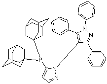 structure of CAS# 1239478-87-5, 5-[Bis(tricyclo[3.3.1.1(3,7)]dec-1-yl)phosphino]-1',3',5'-triphenyl-1,4'-bi-1H-pyrazole