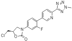 CAS # 1239662-46-4, (5R)-5-(Chloromethyl)-3-[3-fluoro-4-[6-(2-methyl-2H-tetrazol-5-yl)-3-pyridinyl]phenyl]-2-oxazolidinone