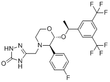 structure of CAS# 1242175-34-3, 5-(((2R,3R)-2-((S)-1-(3,5-双(三氟甲基)苯基)乙氧基)-3-(4-氟苯基)吗啉基)甲基)-1H-1,2,4-三唑-3(2H)-酮