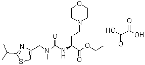 structure of CAS# 1247119-36-3, (alphaS)-alpha-[[[Methyl[[2-(1-methylethyl)-4-thiazolyl]methyl]amino]carbonyl]amino]-4-morpholinebutanoic acid ethyl ester ethanedioate (1:1)