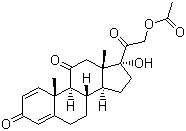 CAS 登录号：125-10-0, 醋酸泼尼松, 17a,21-二羟基孕甾-1,4-二烯-3,11,20-三酮 21-醋酸酯