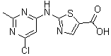 structure of CAS# 1251716-89-8, 2-[(6-氯-2-甲基-4-嘧啶基)氨基]-5-噻唑羧酸