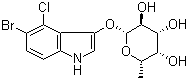 structure of CAS# 125328-84-9, 5-溴-4-氯-1H-吲哚-3-基 6-脱氧-beta-L-吡喃半乳糖苷