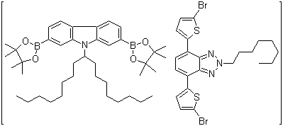 CAS 登录号：1254062-39-9, 9-(1-辛基壬基)咔唑-2,7-二硼酸二频哪醇酯和 4,7-双(5-溴-2-噻吩基)-2-辛基-2H-苯并三唑的聚合物