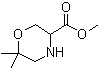 structure of CAS# 1255098-56-6, 6,6-Dimethyl-3-morpholinecarboxylic acid methyl ester