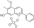 CAS # 125536-25-6, Dracorhodin perchlorate, 7-Hydroxy-5-methoxy-6-methyl-2-phenyl-1-benzopyrylium perchlorate