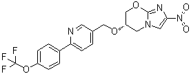 structure of CAS# 1257426-19-9, (6S)-6,7-Dihydro-2-nitro-6-[[6-[4-(trifluoromethoxy)phenyl]-3-pyridinyl]methoxy]-5H-imidazo[2,1-b][1,3]oxazine
